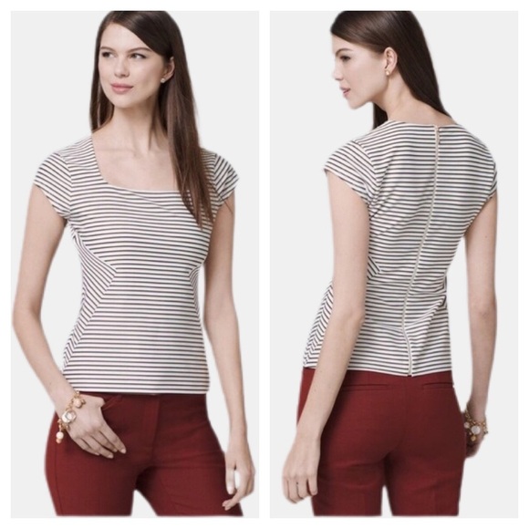 NWT WHBM Stripe Jacquard Bodice Top Sz 8 - Picture 1 of 12